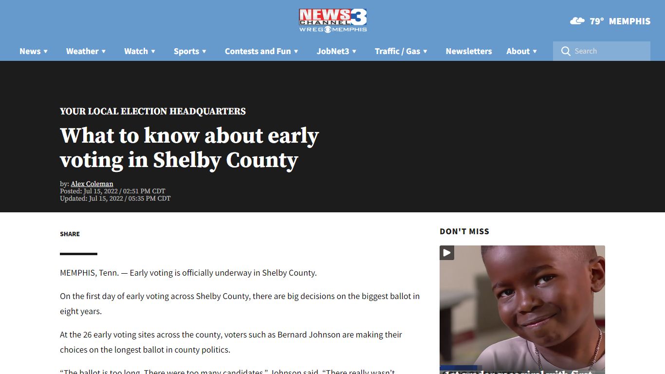 What to know about early voting in Shelby County - WREG.com